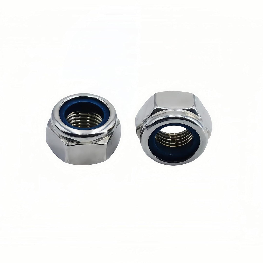 10Pcs M12 x 1.25mm Nylon Insert Hex Lock Nuts, 304 Stainless Steel Locknuts,Silver Tone
