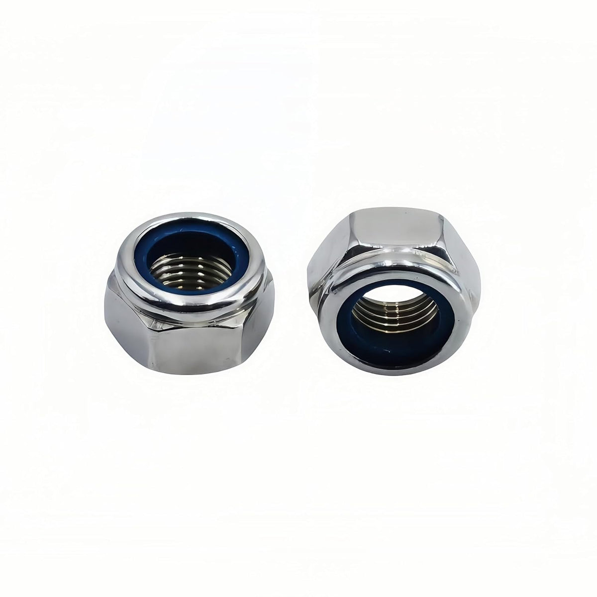 10Pcs M12 x 1.25mm Nylon Insert Hex Lock Nuts, 304 Stainless Steel Locknuts,Silver Tone