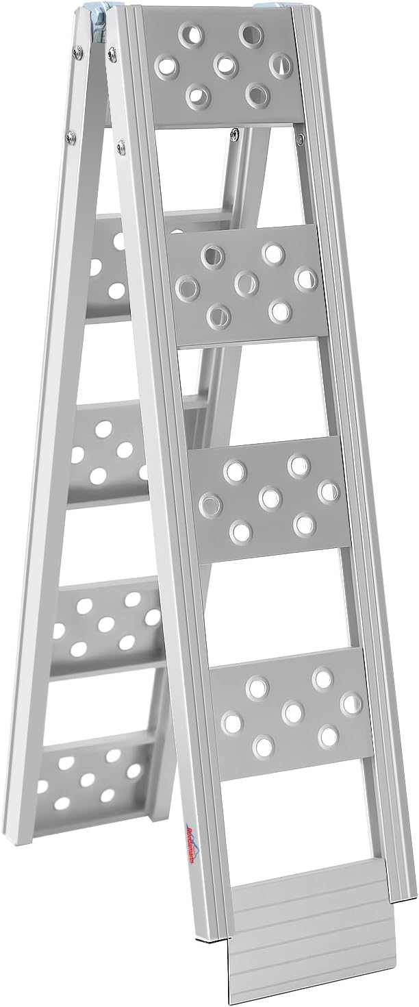 1PC 6FT Folding Aluminum Motorcycle Ramp, 440 lbs Capacity | 8" Wide Portable Dirt Bike Ramp for Truck Bed Loading