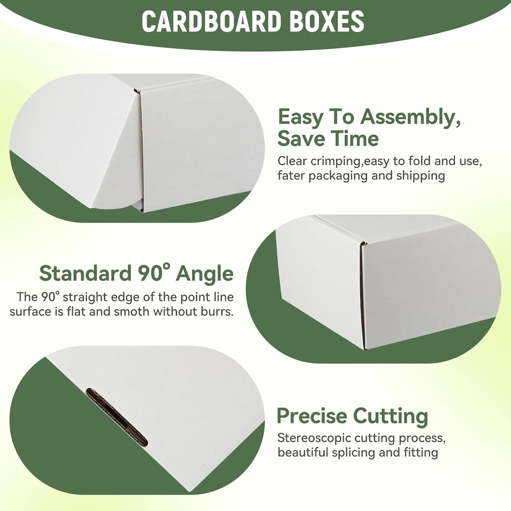 9"x6"x4" Shipping Boxes Set of 5, White Corrugated Cardboard Box Literature Mailer