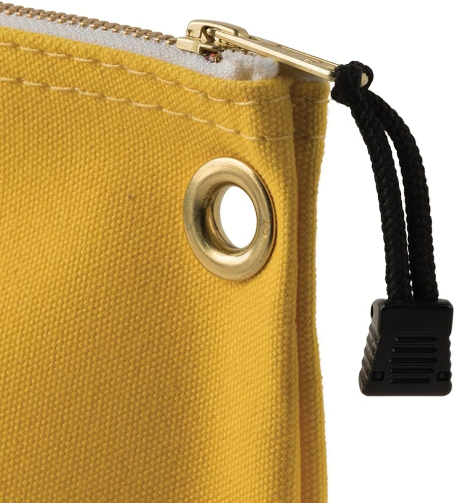 Klein Tools 5539YEL Zipper Bag, Canvas Tool Pouch is 10-Inch Consumables Bag for Storing Parts, Brass Grommet for