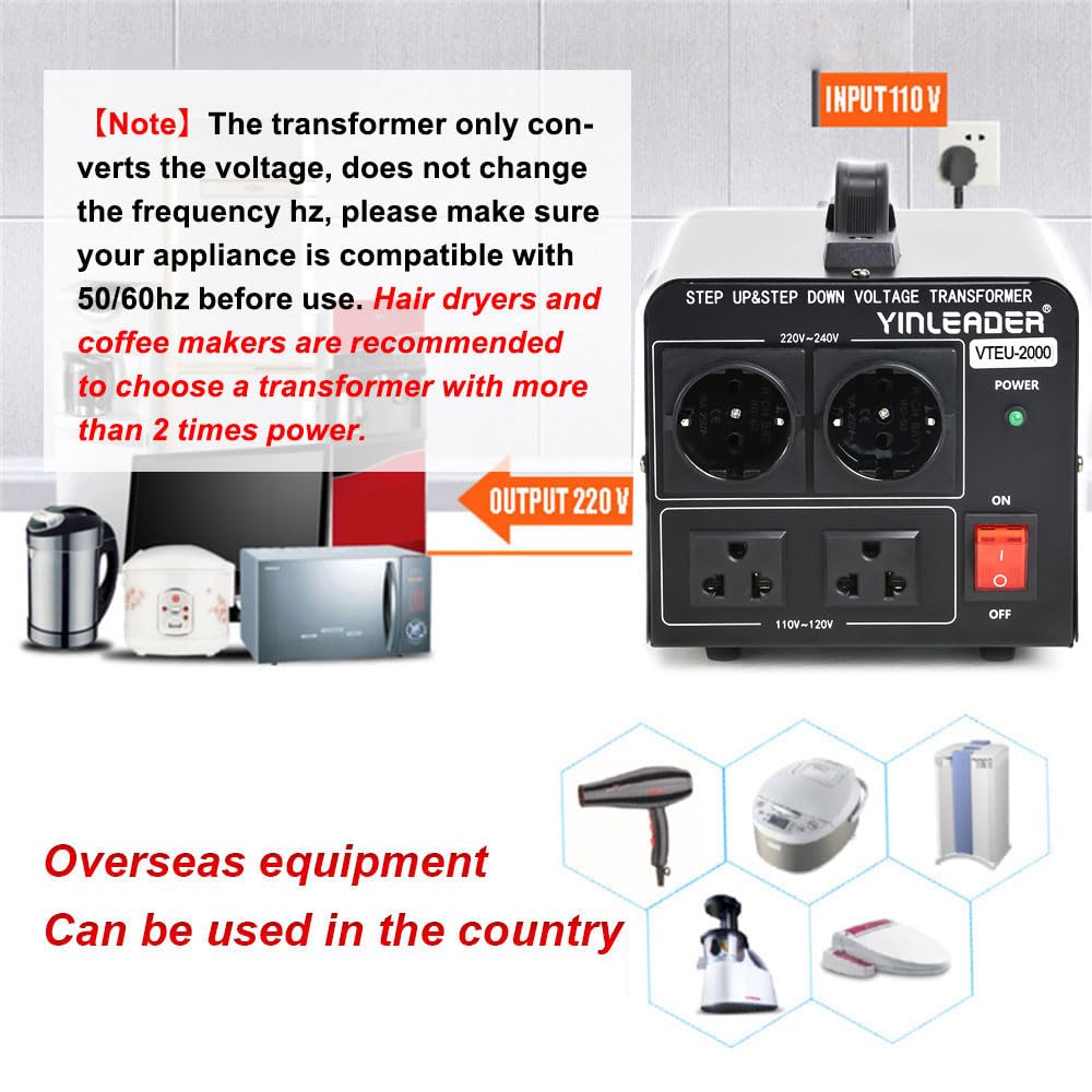 2000W Step Up/Down EU Voltage Transformer Converter 110V to 220V