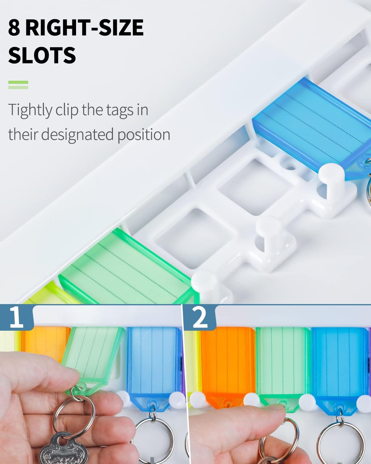 2 Pack Key Tag Rack, Slot Style Wall Mount Key Holder | Plastic Slot-Style Wall Rack Keeps Labeled Keys Organized