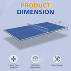 7/8/9Ft Mid-Size Ping Pong Conversion Top, Foldable & Portable Table Tennis Table Top with Net, No Assembly Needed