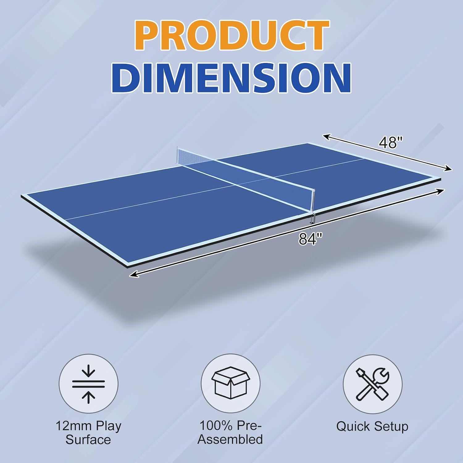 7/8/9Ft Mid-Size Ping Pong Conversion Top, Foldable & Portable Table Tennis Table Top with Net, No Assembly Needed