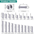 1/4-20 x 3/4" Button Head Socket Cap Bolts Screws, 304 Stainless Steel 18-8, Allen Hex Drive, Bright Finish, Fully Machine Thread, Pack of 25
