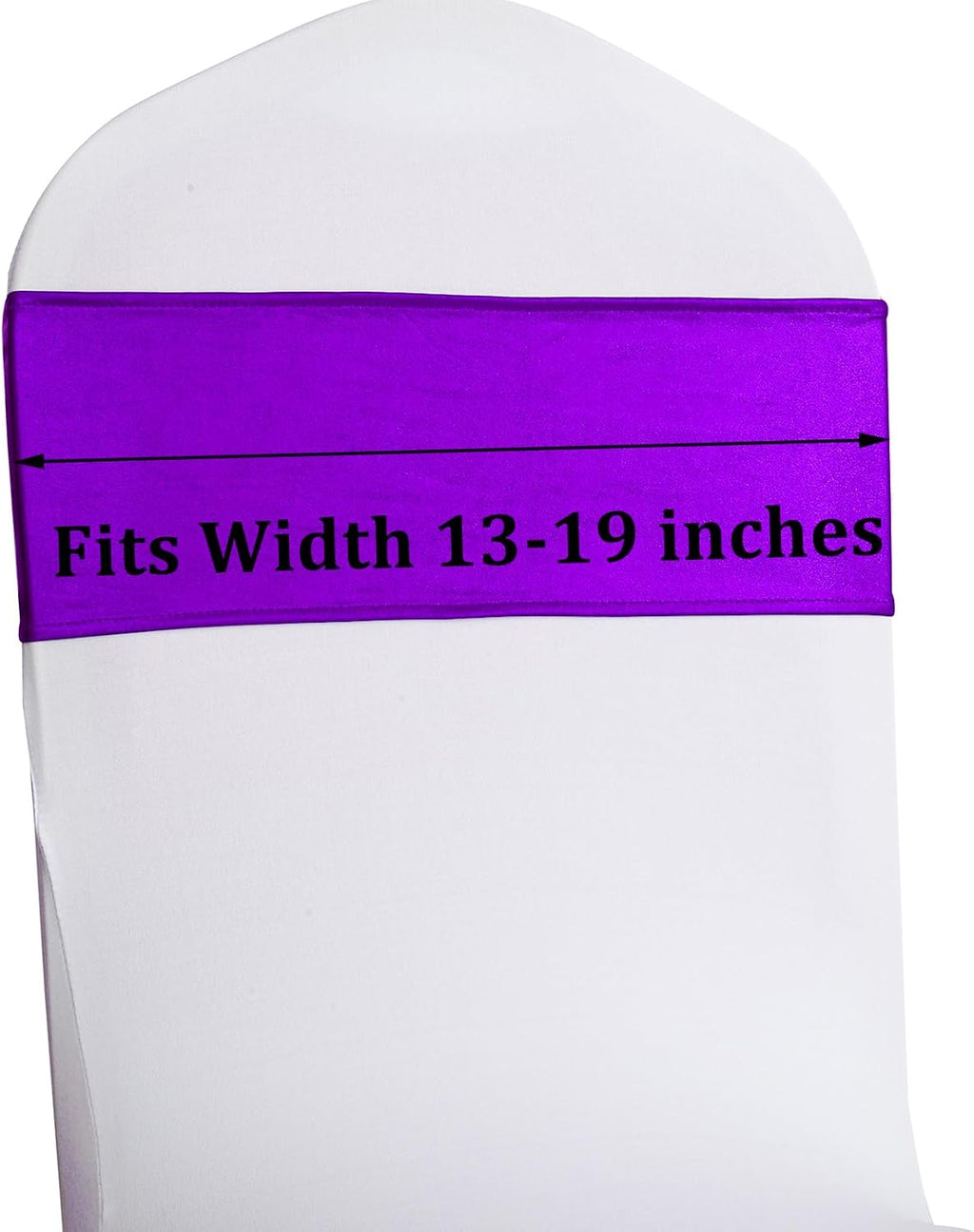 Purple Spandex Chair Sashes Bands 10 Packs Christmas Metallic Stretch Chair Ties Back Bows Bulk with Buckle Slider