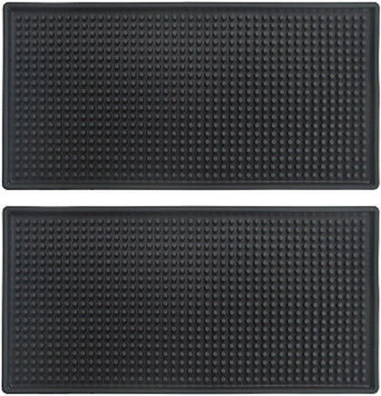 Rubber Service Bar Mat, Anti-slip12 x 6" Rubber Bar Spill Mat, 2 Pcs Premium PVC Pad for Kitchen, Restaurant