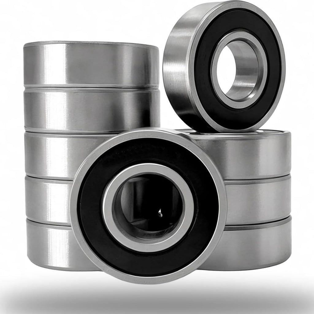 10 Pack 6205-2RS Double Rubber Seal Deep Groove Ball Bearings 25x52x15mm Pre-Lubricated and Stable Performance and Cost Effective Bearings (6205-RS)