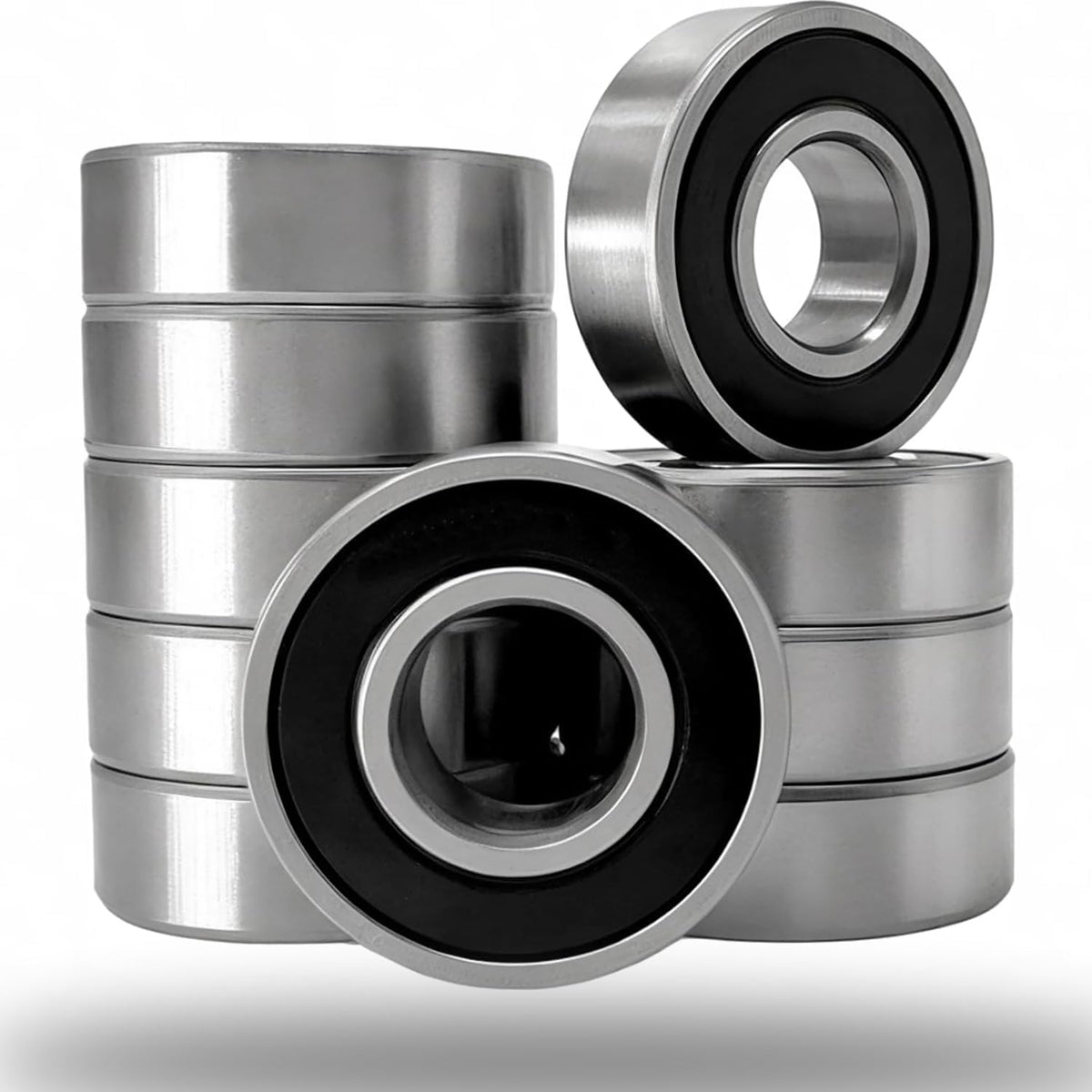 10 Pack 6205-2RS Double Rubber Seal Deep Groove Ball Bearings 25x52x15mm Pre-Lubricated and Stable Performance and Cost Effective Bearings (6205-RS)