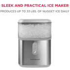 Countertop Crunchy Chewable Nugget Ice Maker, Compact, 33lbs per Day, Metallic Finish