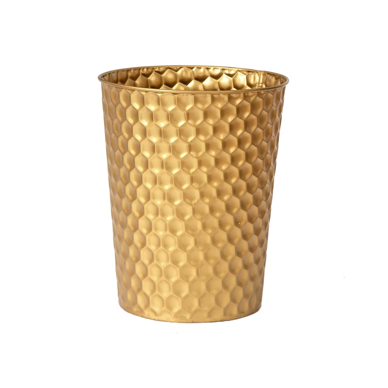Small Metal Trash Can Wastebasket, Decorative Honeycomb Garbage Can Waste Basket, Modern Farmhouse Round Trash Bin