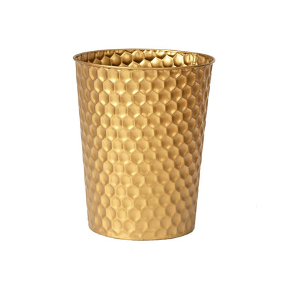 Small Metal Trash Can Wastebasket, Decorative Honeycomb Garbage Can Waste Basket, Modern Farmhouse Round Trash Bin