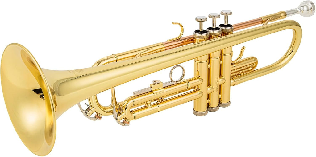 b flat beginner student trumpet with Rose brass leadpipe leadpipe | gold lacquer brass body stainless steel valves 7c