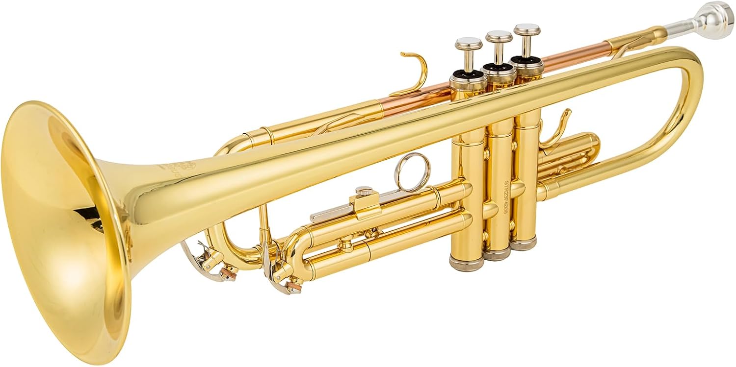 b flat beginner student trumpet with Rose brass leadpipe leadpipe | gold lacquer brass body stainless steel valves 7c