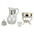 EIMSOAH Vintage Glass Coffee Pot Set, Heatable Water Pitcher, with Lid and Cup, Hot Cold Tea Kettle for Home and Office Use (Silver)