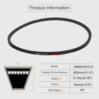 uxcell 3pcs 9N800 Metric Standard Replacement Belt, 800mm (31.5") Outer Circumference x 9.7mm Width x 8mm Thick, 3V315 Rubber V Belt
