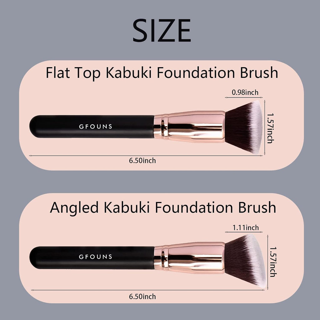 Foundation Brush For Liquid Makeup :Angled & Flat Top Kabuki Brush Synthetic Professional Makeup Brush For