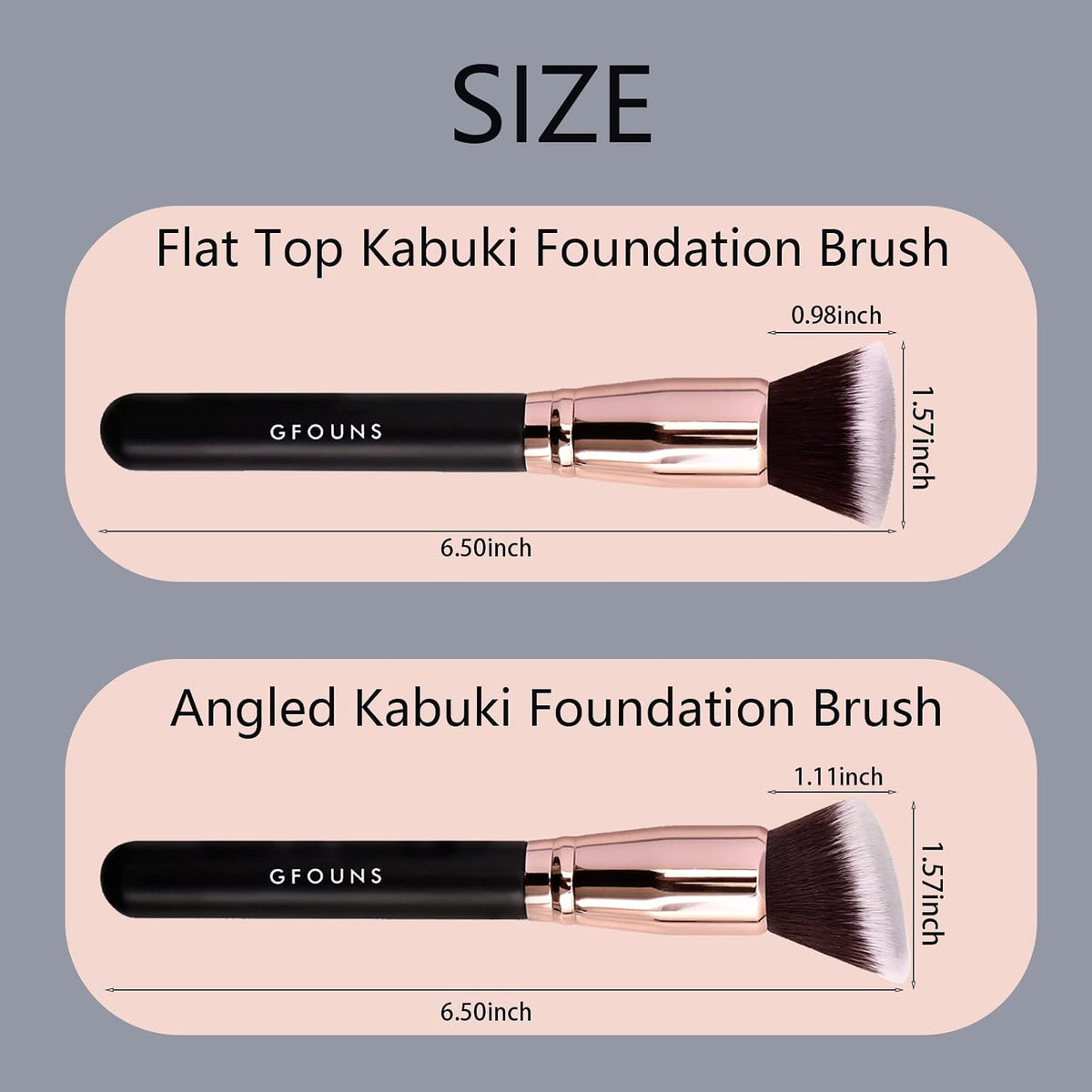Foundation Brush For Liquid Makeup :Angled & Flat Top Kabuki Brush Synthetic Professional Makeup Brush For