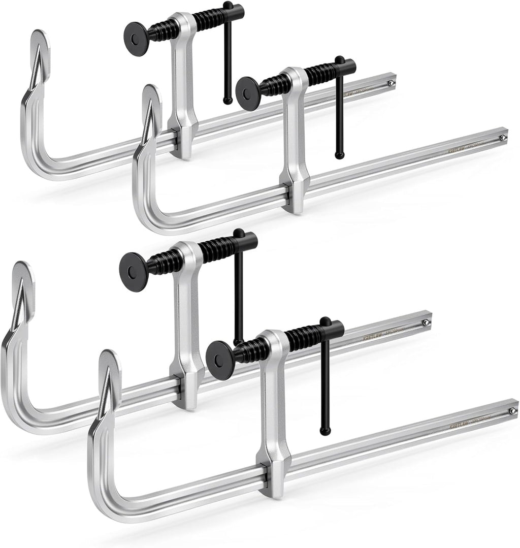 Bar Clamps 4-Pack, 12-Inch Light-duty Drop Forged Steel F Clamps (450 lbs) for Welding and Woodworking