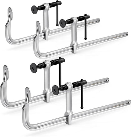 Bar Clamps 4-Pack, 12-Inch Light-duty Drop Forged Steel F Clamps (450 lbs) for Welding and Woodworking