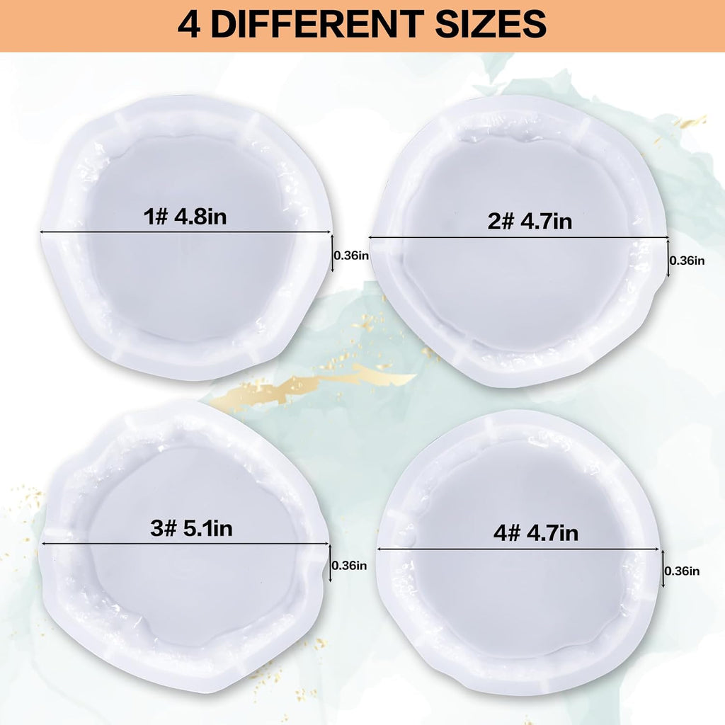 Resin Coaster Molds Silicone,4 Pcs Geode Irregular Edge Epoxy Coaster Molds for DIY Custom Coasters Resin Crafts Home