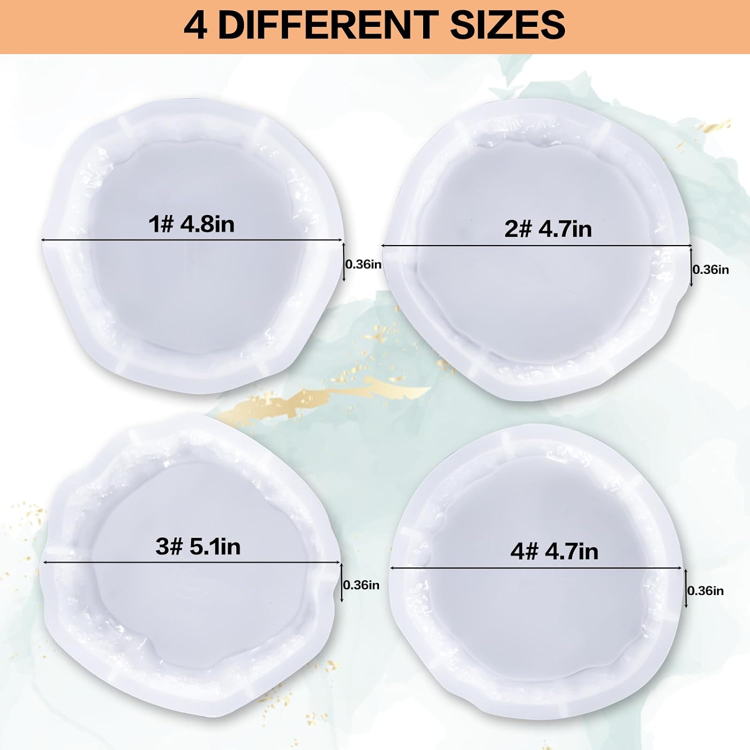 Resin Coaster Molds Silicone,4 Pcs Geode Irregular Edge Epoxy Coaster Molds for DIY Custom Coasters Resin Crafts Home