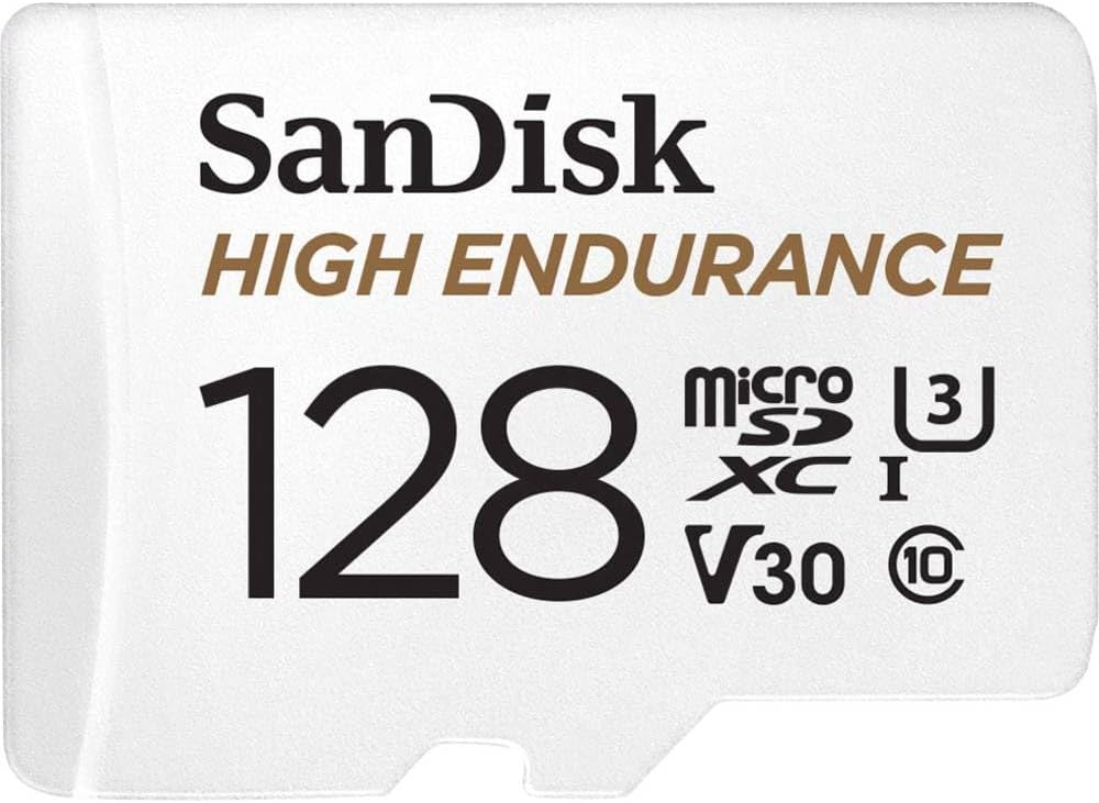 128GB High Endurance Video microSDXC Card with Adapter for dash cam and home monitoring systems - C10, U3, V30, 4K