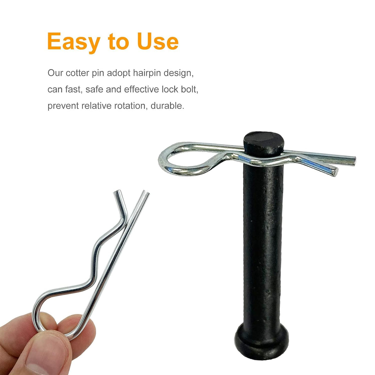 Cotter Pins, 30 Pcs Zinc Plated Spring Fastener Assortment Kit, Heavy Duty Cotter Hairpin for Hitch Pin Lock Systems