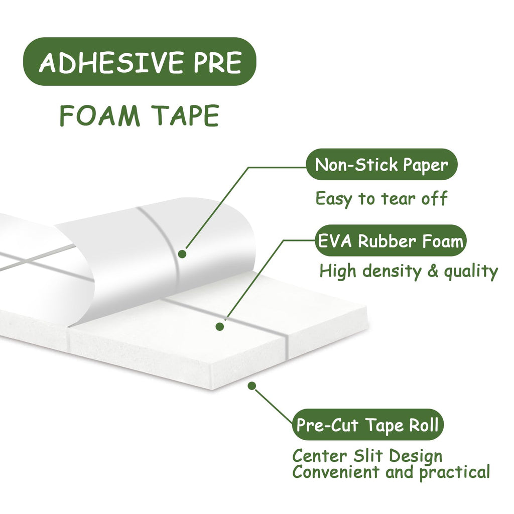 330 PCS Double Sided Foam Tape Pre Cut 1/2 X 2/5 Inch Small Size