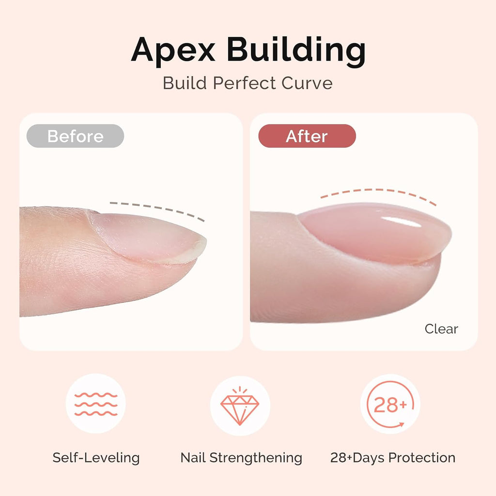 Top Coat Builder Gel Base Coat No Wipe Glossy Set 3 Pcs 15ml | Long Lasting Shine Finish Soak Off UV LED Nail Lamp
