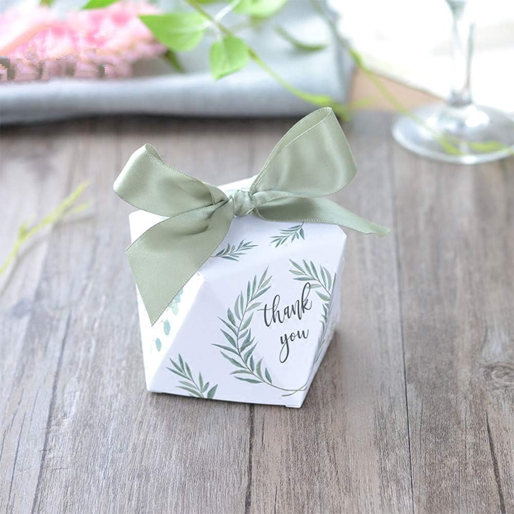 Diamond Shape Green Forest Style Candy Boxes Wedding Favors Bomboniere Paper Party Chocolate Gift Box 50pcs