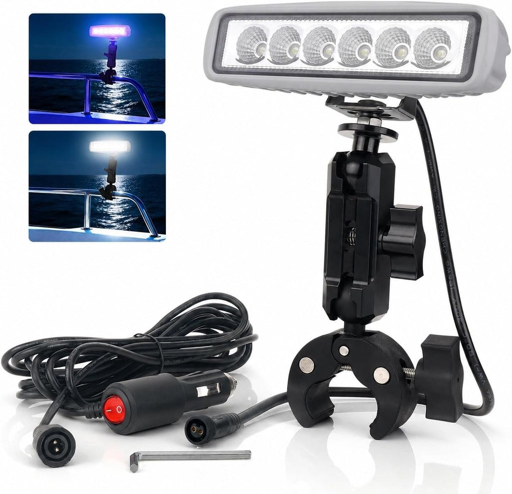 Clamp On LED Boat Spreader Light, 6 Inch 18W Dual Color