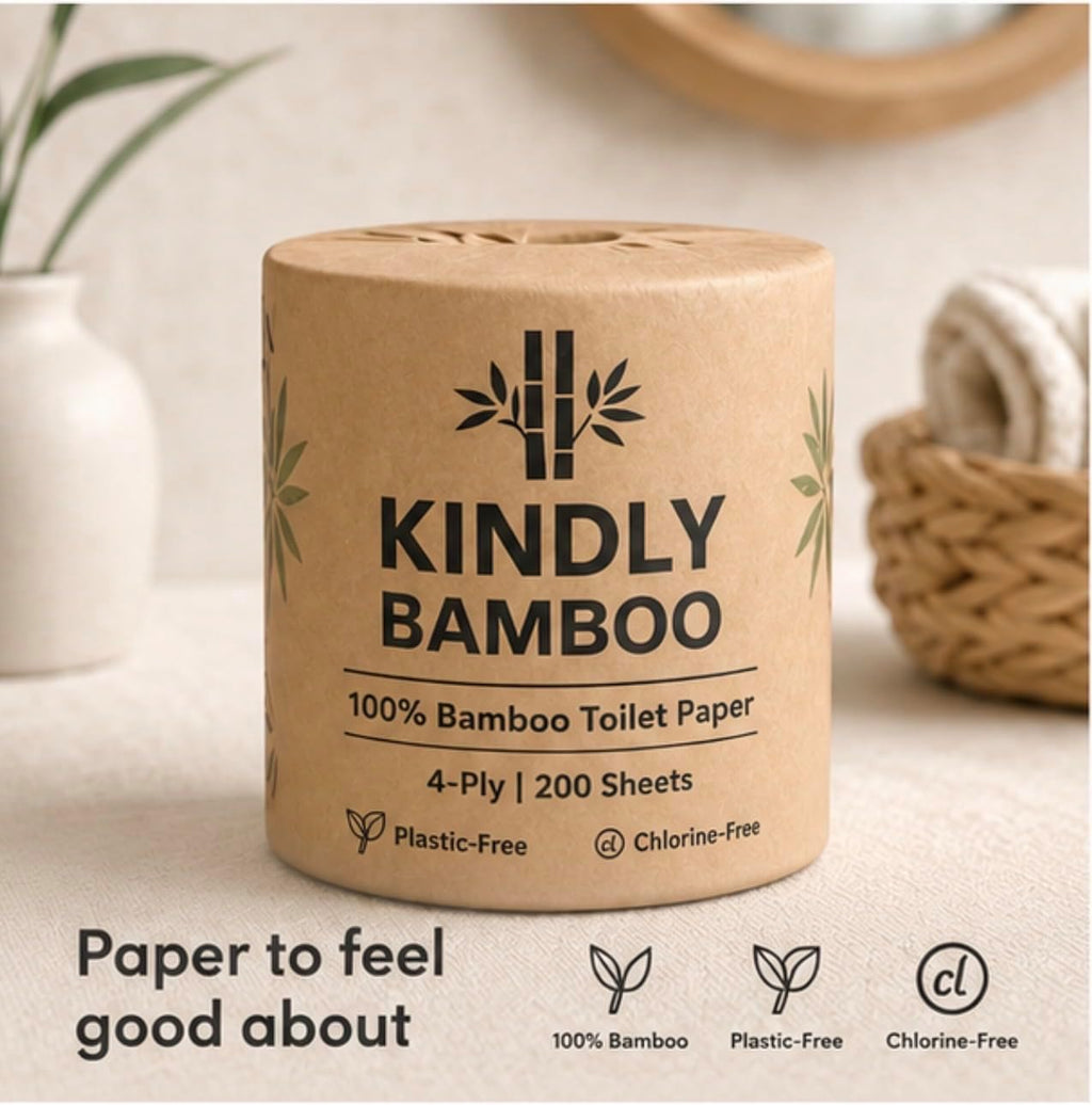 PREMIUM 4-PLY 100% White Bamboo Toilet Paper - 24 Rolls, Large 200 Sheets Per Roll, Eco-friendly, biodegradable
