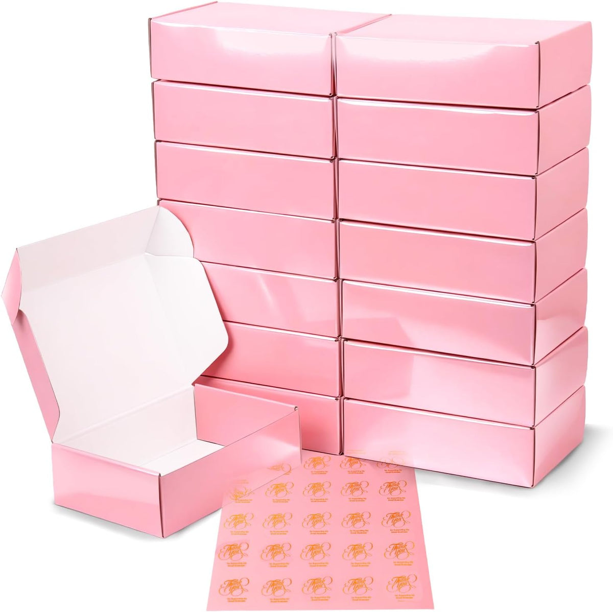 7"x5"x2" Glossy Pink Shipping Boxes, 50 Pack Corrugated Cardboard Mailing Boxes for Small Business Packaging