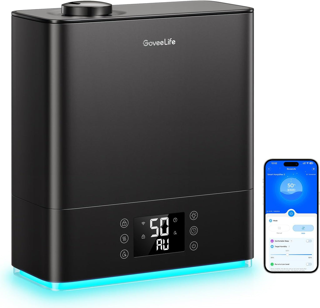 Smart Humidifiers for Bedroom Large Room, 6L Top Fill Humidifier | Cool Mist, Auto Mode, App & Voice Control, 60H