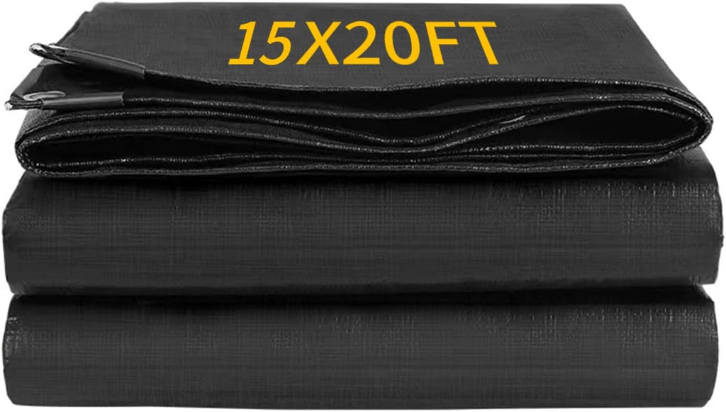 15X20FT Reinforced PE Pond Liner, 28Mil Thickness Pond Liners for Outdoor Ponds, Hemmed Edge with Buttonholes Liners