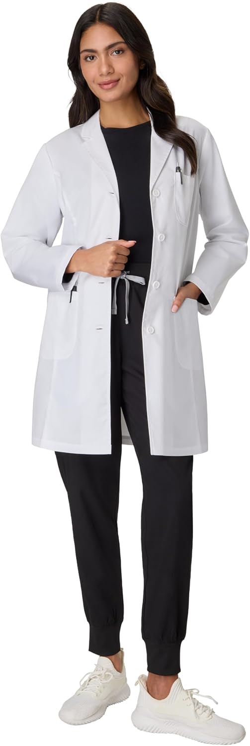 Women's Scrubs Lab Coat, Healthcare Lab Coat, Scrubs Jacket With Pockets, Soil & Water Resistant