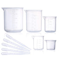 Plastic Beaker Set,5 Size Low Form Graduated Griffin Polypropylene Beakers