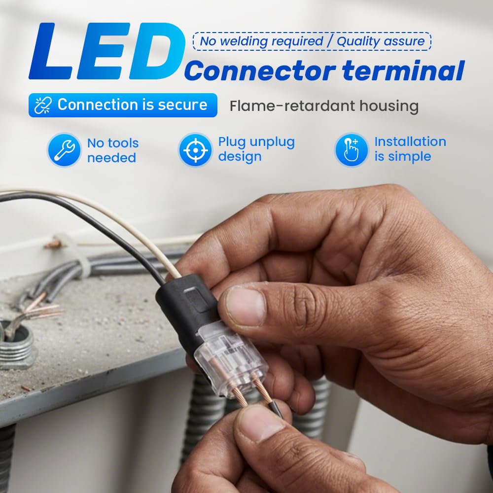 Double Wire Plug in Connector with Locking Buckle, Flame Retardant Locking Wire Quick Connectors, Suitable for
