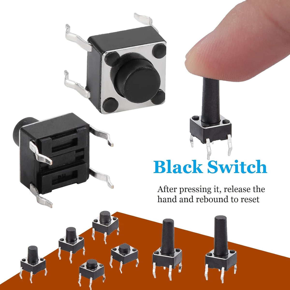 180Pcs Tactile Push Button Switch Assortment Kit, 10 Values 6x6mm 4-Pin Micro Momentary Tact Switch Set