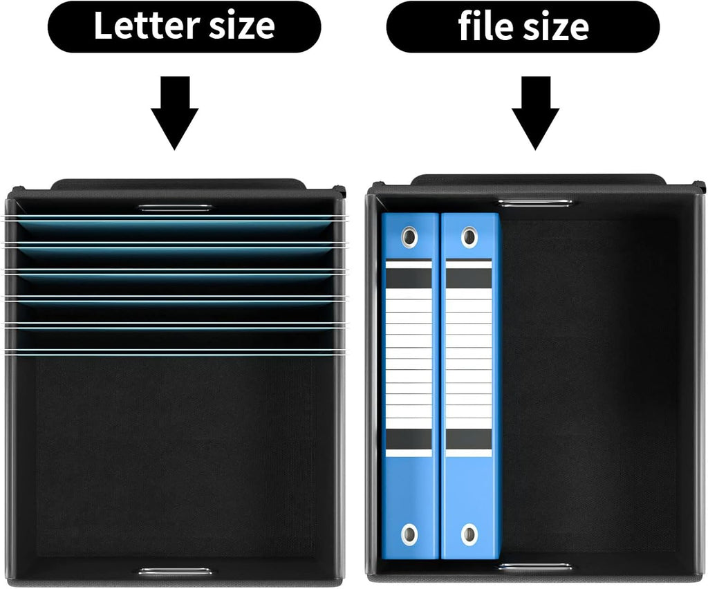 File Organizer Box with Lid, Collapsible File Folder Organizer for Office Document Storage, Filing Box with Plastic