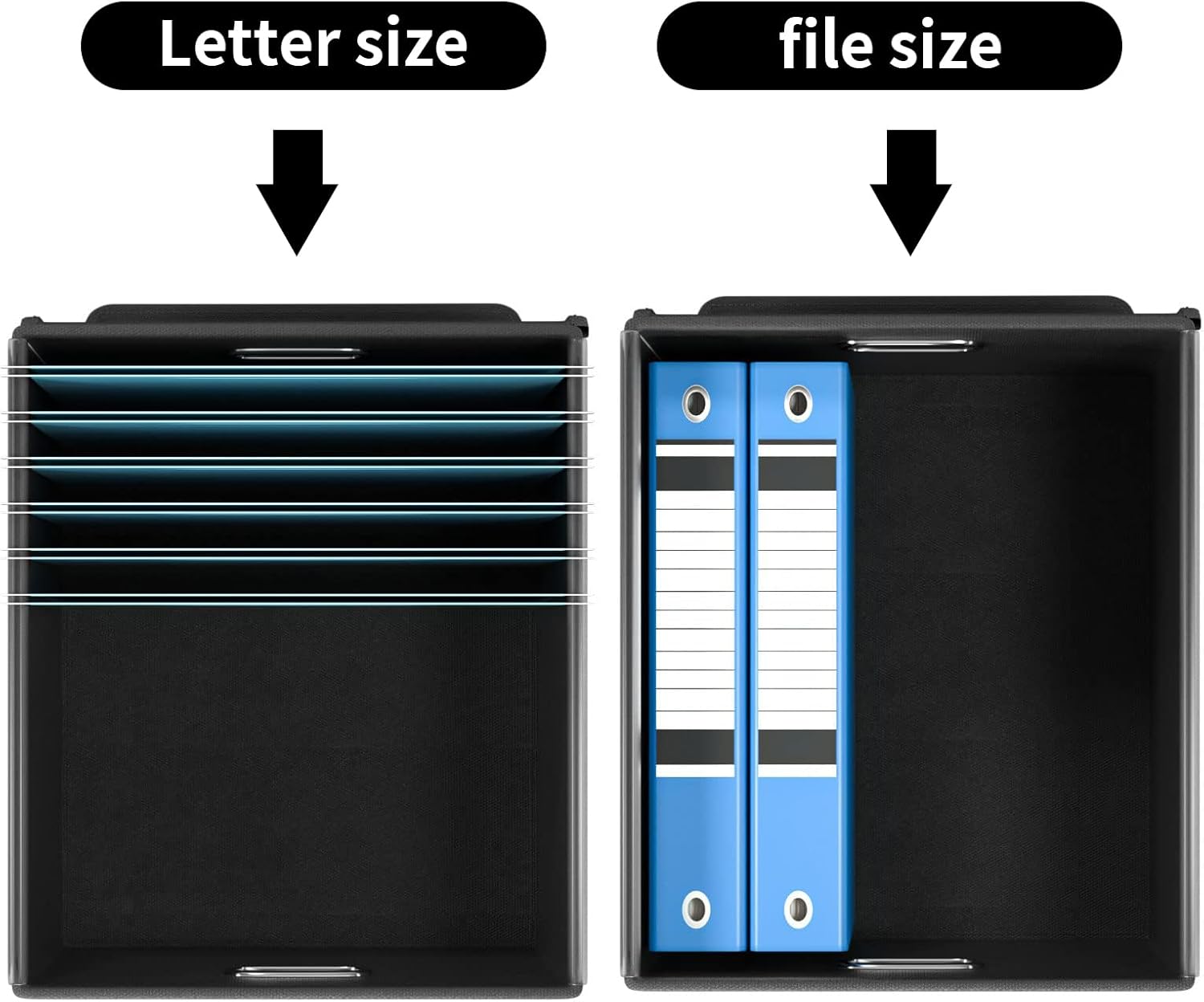 File Organizer Box with Lid, Collapsible File Folder Organizer for Office Document Storage, Filing Box with Plastic
