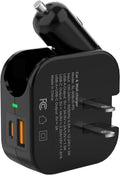 Wall & Car Charger Travel Charging Station, 36W Dual USB-C & USB-A Fast Charger, Foldable for iPhone, iPad, Android