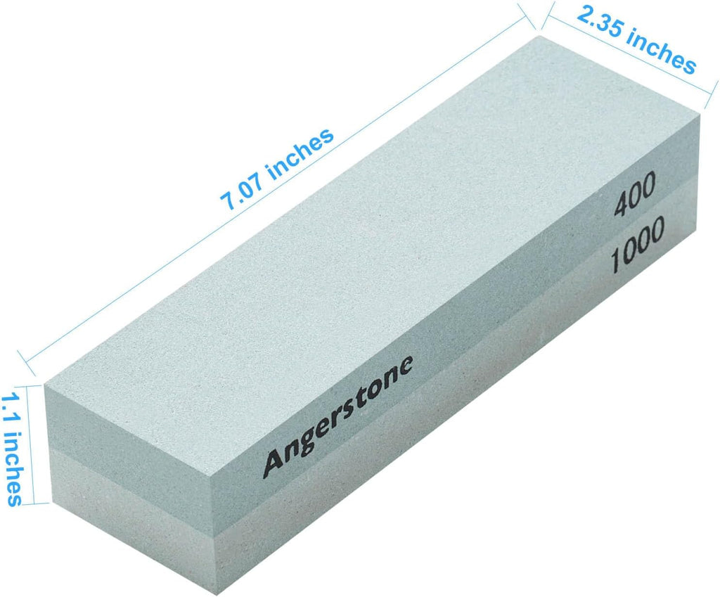 Pocket Sharpening Stone, 400/1000 Grit Whetstone Knife Sharpener | For Hunting, Pocket and Camp Knives. Cowhide Pouch