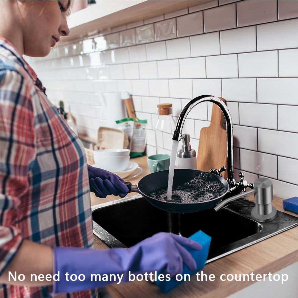 Soap Dispenser for Kitchen Sink, in Sink Soap Dispenser Pump, 47" Silicone Extension Tube Connect to The Soap Bottle