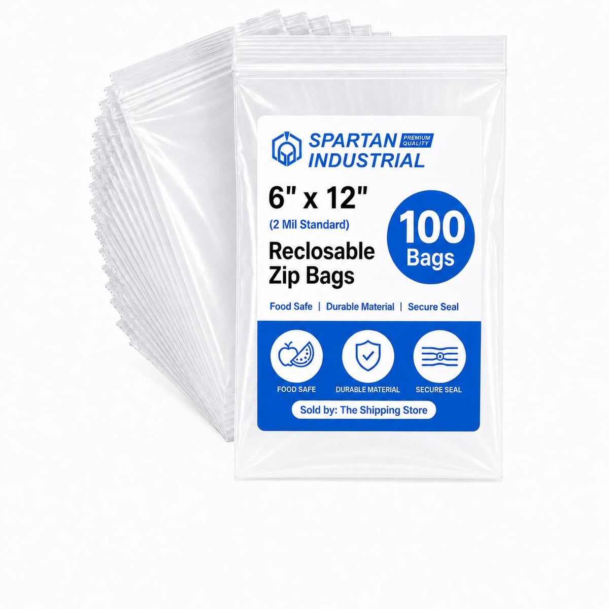 6" X 12" Long Zip Bags (100 Count) - 2 Mil Clear Reclosable