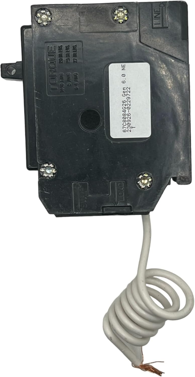 BRN120GF Circuit Breaker, GFCI, Type BR, 20 A, 1-Pole, 120/240 VAC, Trip-to-Center Trip, Plug