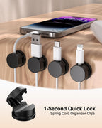 OneLeaf 12 Pack Rotatable Spring Cord Holders, 1s Lock Adhesive Cable Clips