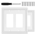 OKAYZIP White Decorative Double Decorator Light Switch Covers Wall Plate
